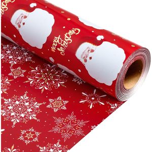 Papel de Regalo Navideño Rojo MAYPLUSS, 17 Pulgadas x 33 Pies, Diseño de Santa de Doble Cara, Papel Decorativo para Envolver Regalos - Product Image 1