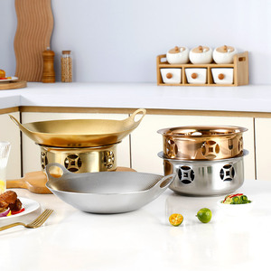 Nouvelle conception <span class=keywords><strong>de</strong></span> marmite à soupe chinoise en acier antiadhésive pour fruits <span class=keywords><strong>de</strong></span> mer avec réchaud à <span class=keywords><strong>alcool</strong></span>, chauffe-plats pour buffet commercial - Product Image 2