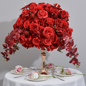 Bouquet de fleurs artificielles en soie 3D, sur mesure, 60 cm, grandes roses blanches et rouges, pour mariage, décoration de centre de table - Product Image 3