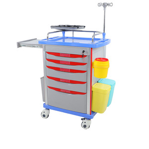 Troli Gawat Darurat Rumah Sakit MT, Troli Medis, Troli Obat, Papan CPR, 5 Laci - Product Image 4