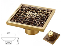 Grille de drain de sol rectangulaire en laiton de 4 pouces, style antique européen, anti-odeur, pour salle de bain, douche, hôtels