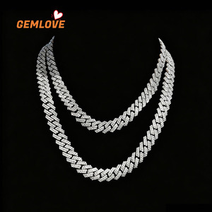 Collar Personalizado GEMLOVE para Raperos, Cadena de Eslabones con Diamantes en Oro Blanco, Estilo Hiphop Unisex para Uso Diario - Product Image 2