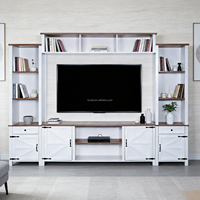 Mueble Compacto para Sala de Estar, Estilo Moderno, Color Blanco Rústico, Mueble para TV con Espacio para Centro de Entretenimiento, Unidad Izquierda/Derecha, Ahorro de Espacio