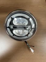 Phare LED rond de moto HAOJIN, double faisceau haut/bas, avec feux de position Angel Eyes pour Harley Bobber CG XP GN