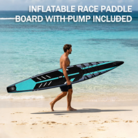 Planche de SUP de course étroite - Planche de paddle gonflable haute vitesse de 12'6 pour l'entraînement aux courses aquatiques
