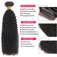 Paket Rambut Bundel Grosir dengan Closure 4*4, Rambut Keriting Alami Warna Natural, Paket Rambut Bundel Brasil Murah untuk Wanita Kulit Hitam