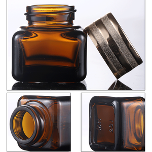 Nhà Máy Giá 15g Kích thước nhỏ màu nâu rõ ràng thủy tinh mỹ phẩm chăm sóc da kem lọ bơm lại rỗng hổ phách vuông chai kem thủy tinh - Product Image 4