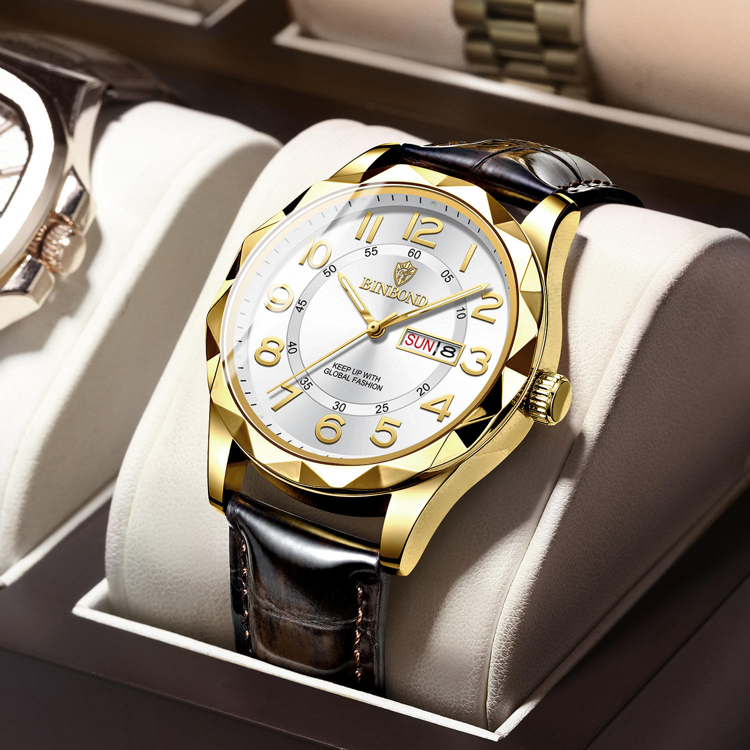 หนังสีน้ำตาล - ทองทั้งหมด - พื้นผิวสีขาว