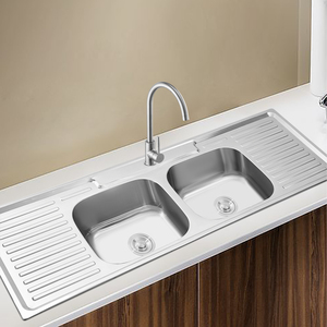 Châu Âu-Phong Cách Duy Nhất Lỗ Thiết Kế Công Suất Lớn 15050 Vòi Nước drainboard Đôi Bát Bồn Rửa Nhà Bếp Cấp Thực Phẩm Thép Không Gỉ - Product Image 4