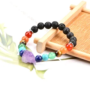 Empfehlen Sie Heilung Kristall Chakra Kristall Amethyst Mineral Lava Stein Türkis Perlen Armband