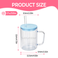 Mug boule à neige en plastique de 17 oz avec poignée, gobelet boule à neige en acrylique avec trou pré-percé, bouteille à double paroi pour paillettes DIY
