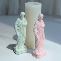 Moules en silicone faits à la main Bienheureuse Vierge Marie Jésus Statue Moule à bougie en plâtre