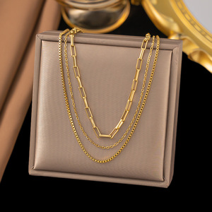 2023 nouvelles femmes trois couches double titane acier collier lumière luxe lien à la mode fête de mariage fiançailles grande idée cadeau - Product Image 6