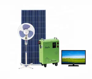 Sistema de energia solar híbrido, fora da grade sistema de energia solar híbrida 100w painel de bateria 65ah 500w inversor solar para iluminação doméstica computador de tv, ventilador