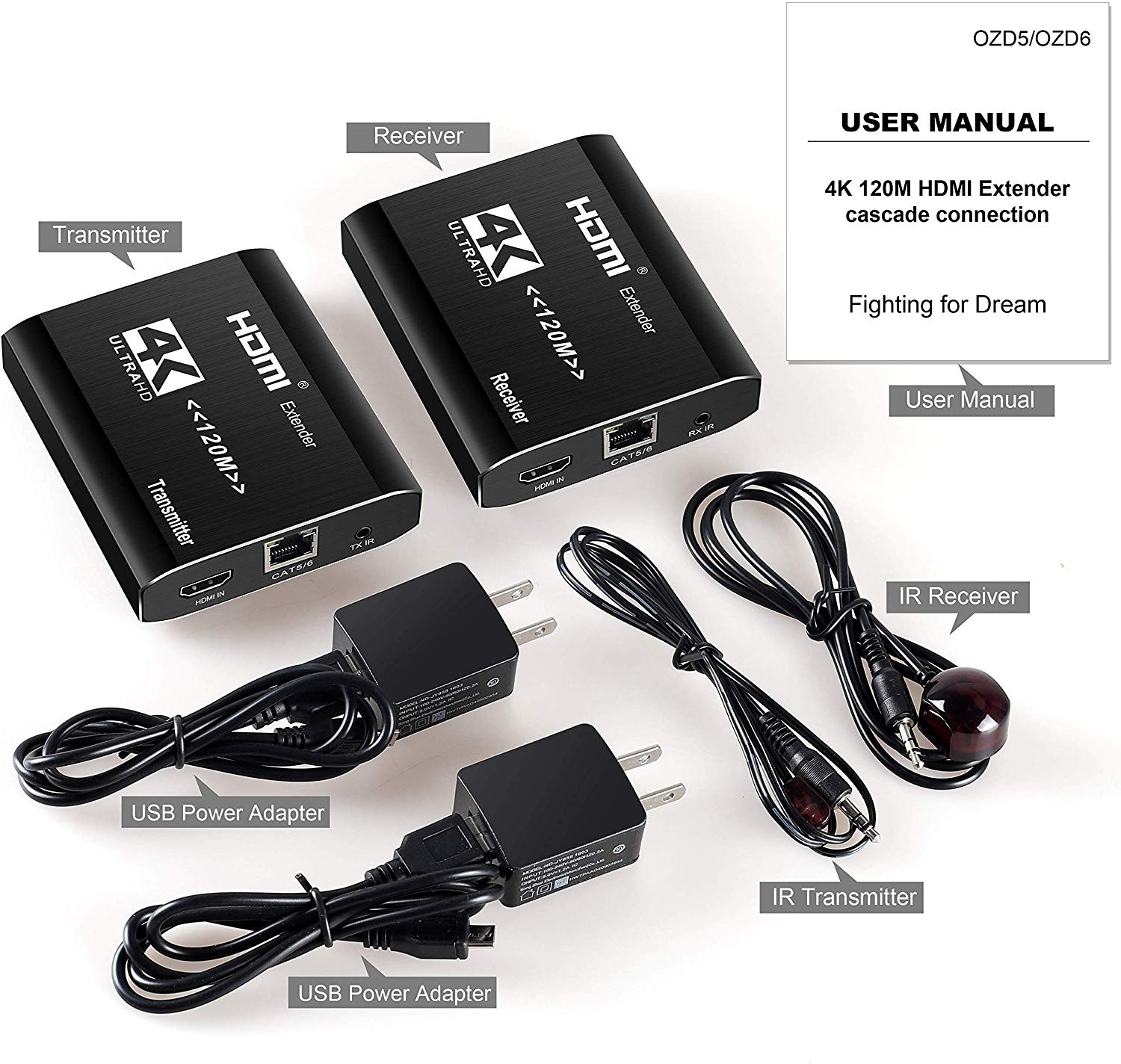 Ethernet üzerinden HDMI Extender için 4K tek kedi 5e/6 120M IR TX