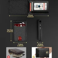 Dompet Pria Mewah, Kantong Uang, Penahan Kartu Kredit RFID, Penjepit Uang, Warna Hitam Karbon, Dompet Tipis Fashion Pria, Dompet Pop Up untuk Pria