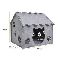 Lit pour chat en feutre en forme de maison, durable, pliable, chaud, motif empreintes de pattes, universel quatre saisons