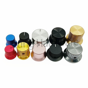 Schwarz Gold Silber Grau Rot Blau Aluminium Rändel rock Hut knopf 18 Zähne D Wellen verstärker Potentiometer Schalter knopf - Product Image 3