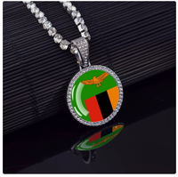Kalung Bendera Sudan Custom Grosir Berhiaskan Berlian Penuh, Souvenir Aksesoris Fashionable, Kalung Alloy untuk Pria Wanita