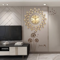 Jam Dinding Seni Merak Kerajinan Kreatif Rumah Tangga Kesederhanaan Modern Jam Quartz Personal