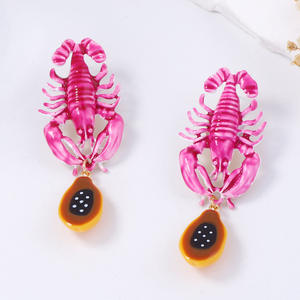 Boucles d'oreilles de vacances pour femmes avec pendentif homard animal en alliage de style loisir marin léger de luxe - Product Image 3