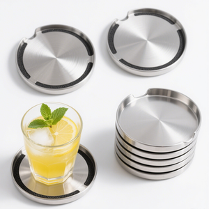 Personnalisation rapide Stable Personnalisé En Acier Inoxydable Personnaliser Logo Monogramme Brillant Carré Rond Forme Différente En Métal Sous-Verre - Product Image 4