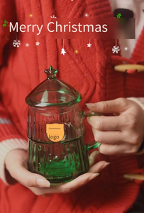 Tazza in Vetro Borosilicato Creativa per Natale, Simpatica Tazza con Coperchio per Bere, Regalo Natalizio, Uso Quotidiano Domestico - Product Image 4