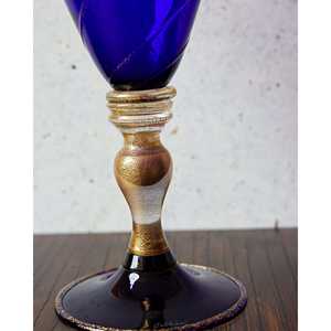 Jarrón de Cristal de Lujo Bennyudine Gabbiani en Vidrio Soplado Azul Dorado, Diseño Cilíndrico Alto, Jarrones para Flores con Detalle Dorado - Product Image 1