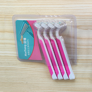 Maquinilla de afeitar manual para mujer, hoja de acero inoxidable, depilación de axilas y piernas, afeitado corporal, uso doméstico, mango rosa - Product Image 3