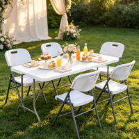 Table et chaises pliantes modernes pour l'extérieur, blanches, rectangulaires, portables, pliables, imperméables, empilables