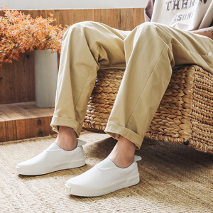 Nouvelles baskets décontractées classiques basses en toile blanches vulcanisées pour hommes, personnalisables avec logo, style mocassin tendance - Product Image 5