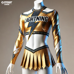 Hot Bán 2025 Trang Phục Cho Cổ Vũ Cô Gái Màu Đen Và Vàng Tất Cả Các Ngôi Sao Cổ Vũ Đồng Phục - Product Image 3