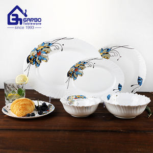 Assiette ronde en verre <span class=keywords><strong>opale</strong></span> de 9.2 pouces Assiette plate en verre <span class=keywords><strong>opale</strong></span> blanc personnalisée allant au micro-ondes pour plat à dessert Assiettes trempées à <span class=keywords><strong>vendre</strong></span> - Product Image 1