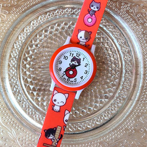 Reloj de cuarzo suave y bonito con estampado de gatito de dibujos animados para niña, novedad de reloj infantil de cuarzo no resistente al agua, novedad de 2017 - Product Image 4