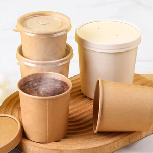 Taza de sopa desechable ecológica, cuenco de papel Kraft de varios tamaños con tapa para aperitivos, fideos, gachas, galletas, hamburguesas, envasado de alimentos - Product Image 4