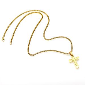 Collier Pendentif Croix en Acier Inoxydable pour Homme, Minimaliste, Or, Argent, Noir, Bijou Chrétien Religieux, Style Motard Hip Hop, Étanche - Product Image 4