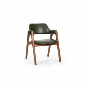 Modern Handmade Green <b>Armchair</b> Durable Leather-Look Upholstery Stylish Design for <b>Dining</b> Home and Hospitality Spaces - Product Image 2