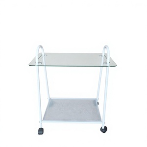Minimalist Double Tier Metal <b>Storage</b> Cart with Wheels <b>for</b> Living Room Tableware KTS-230512-09 - Product Image 3
