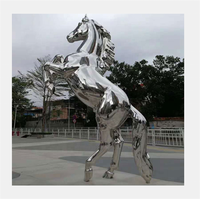 Sculpture de cheval en acier inoxydable miroir Offre Spéciale poli taille réelle en acier inoxydable 304 sculptures de statue de cheval de saut