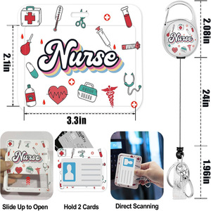 Porte-badge horizontal pour infirmière, imprimé UV double face, avec clip rotatif à 360 degrés et clip à dégagement facile en époxy, vente en gros usine, parfait - Product Image 2