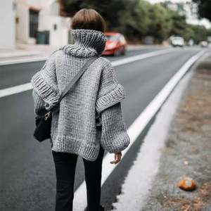 Cross-Border <strong>Boom</strong> Autumn and Winter Women's High-Neck MID-Length Knitted Sweater Women Europe and Loose Knitted Sweater Dress - Product Image 3