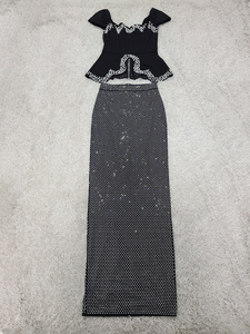 Vendita calda da donna Set da <span class=keywords><strong>due</strong></span> pezzi Sexy con perline da sera Club 2 pezzi Party Set - Product Image 2