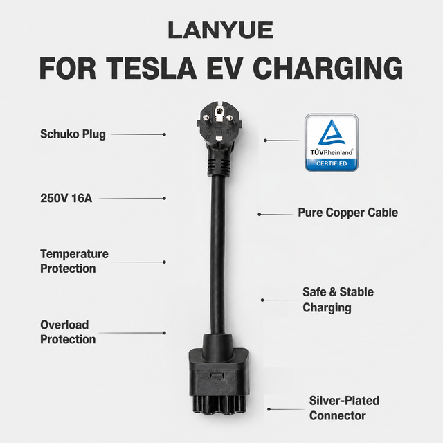 Tesla Model 3 Nema Adapters for Tesla EU 16A Schuko Adapter Gen 2 Universal Mobile Connector 16A Adapter Tail
