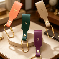 Porte-clés minimaliste en cuir PU avec anneau plat en laiton, gravure personnalisée de texte et logos disponibles, porte-clés de voiture individuel