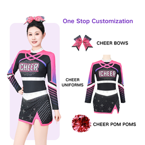 Wholesale Toddler Varsity <strong>Cheerleading</strong> Uniforms Pink Black Purple With Garment Bags School Cheer Uniforms Team <strong>Packages</strong> - Product Image 2