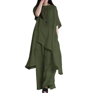 <span class=keywords><strong>Completo</strong></span> Sportivo da <span class=keywords><strong>Donna</strong></span> in Cotone e <span class=keywords><strong>Lino</strong></span>, 2 Pezzi, Top a Maniche Corte con Collo Tondo e Pantaloni Lunghi, Stile Casual per Primavera/Estate - Product Image 4