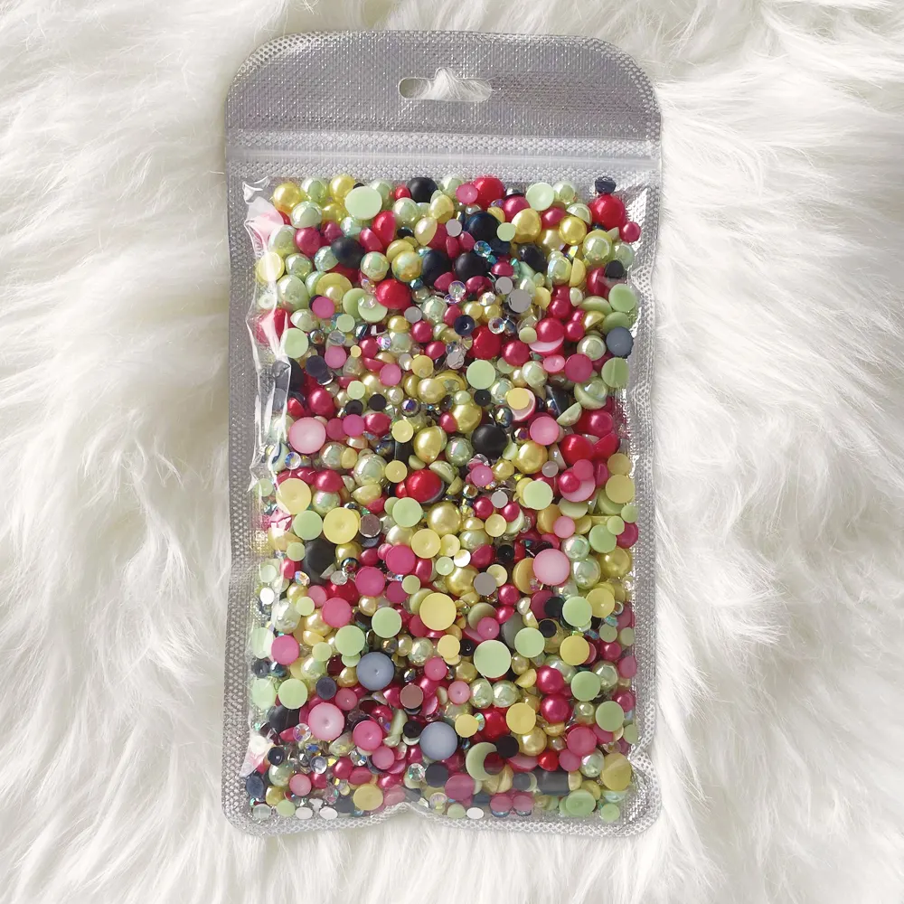 yantuo 150g Hot Selling Wholesale Flat Back Glue On Round Half Beads ABS Mixed Size Pearls For DIY Cup Phone case Decoration