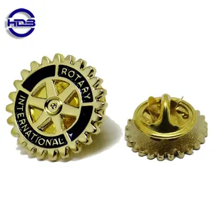 Diskon Besar Dalam Stok Logam Dekoratif Roda Gigi Lembut Enamel Pin Lencana Rotary Klub Internasional Pin Kerah