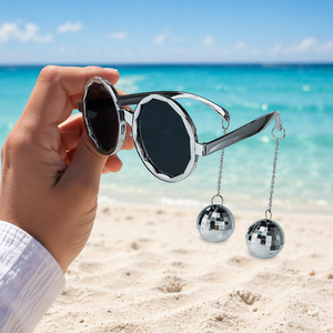 Occhiali da sole creativi per feste a tema Giornata della Terra, accessori per feste rock, occhiali con sfere da <span class=keywords><strong>discoteca</strong></span> lucide, forniture per feste, bestseller - Product Image 1