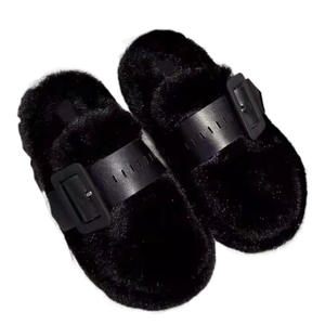 Baotou 2024 Otoño Invierno nueva mujer elegante algodón cálido para zapatillas medias pantuflas suela gruesa prendas de vestir exteriores peludas en línea - Product Image 4